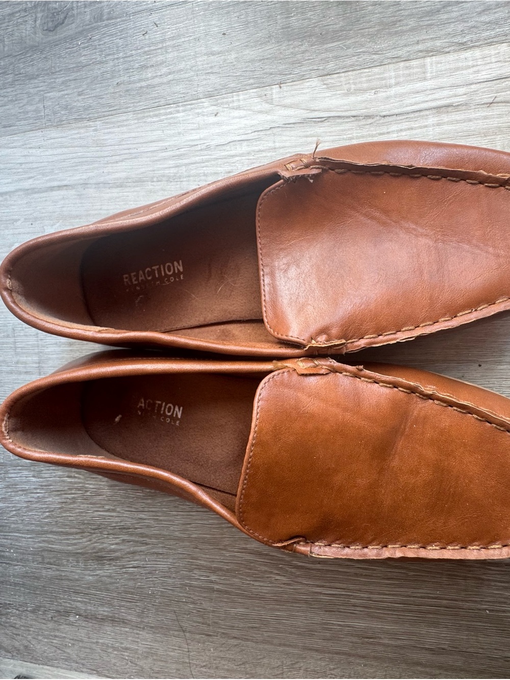 Kenneth Cole Reaction Boys Size 5 Brown Loafers Slip On Dress Shoes